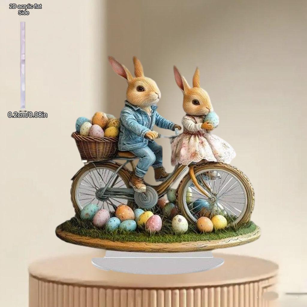 Easter Bunny Desk Decor Acrylic - 2D Flat Acrylic Desktop Ornament, Wall Decor Art, Four Seasons Decoration, Novelty Home Decor