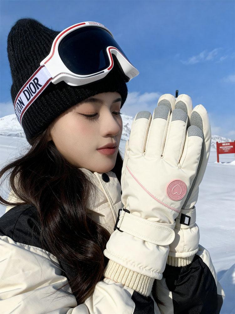 Women's Ski Gloves 2025: Velvet-Lined, Warm, Touchscreen Electric Bike Gloves for Autumn/Winter.