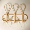 Rattan Coat Rack with Hooks Decorative Storage Organizer for Towels Clothes Hanger for Entryway or Bedroom Decoration