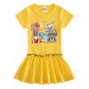 Sommerliches Koreanisches Cartoon-Mädchen-Kurzarmkleid mit gefaltetem Rüschenrock
