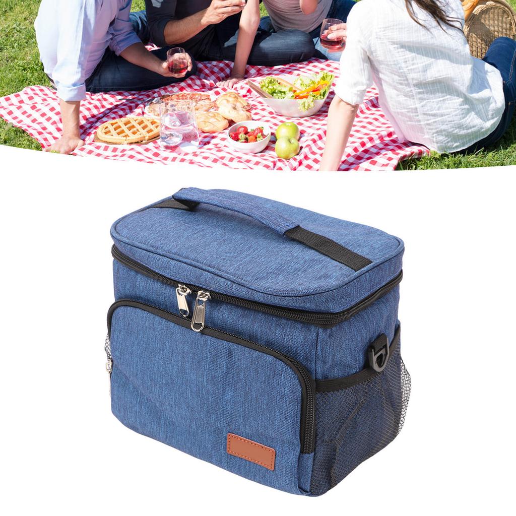 Insulated Lunch Box Oxford Cloth Leakproof Blue Waterproof Thermal Cooler Sack Food Handbags for Men Women