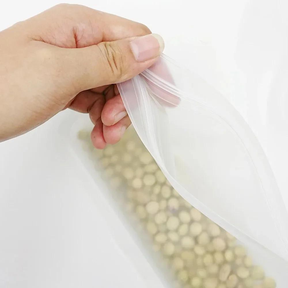 3pcs/set New PEVA Food Silicone Bag Reusable Leakproof Freezer Stand Up Bag Freezer Safe Fresh-keeping Zip Lock Bag
