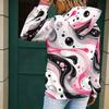 Women Plus Size Long Sleeve Drawstring Hoodie Watercolor Cloud Printed Kangaroo Pocket Pullover