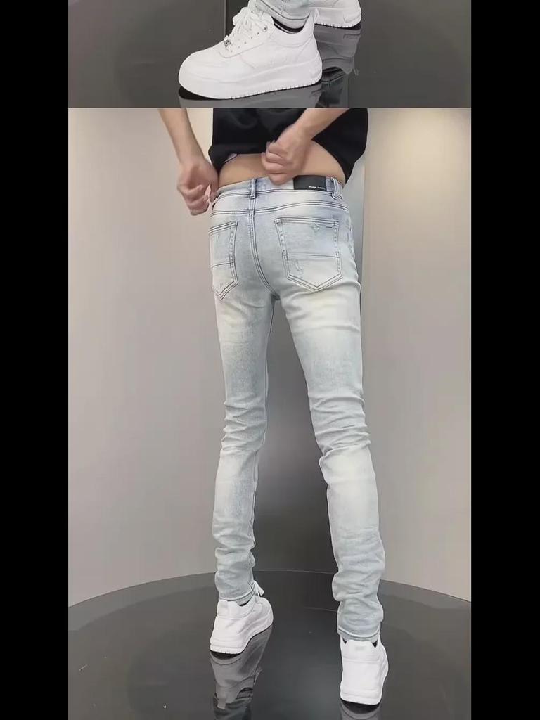 Men's Trendy Slim Stretch Ripped Jeans - Casual Versatile Pants