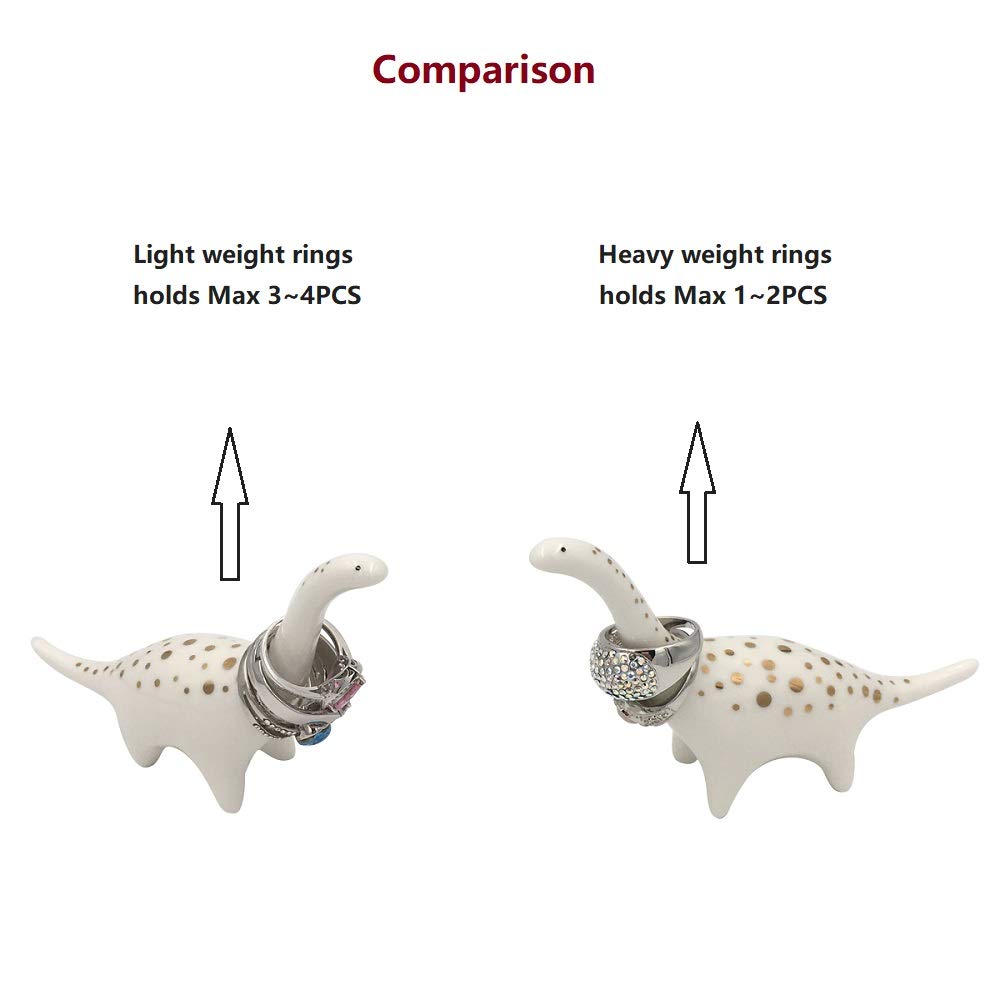 OYLZ Adorable Small Ceramic Dinosaur Jewelry Ring Holder, Engagement, Wedding Ring Display Stand