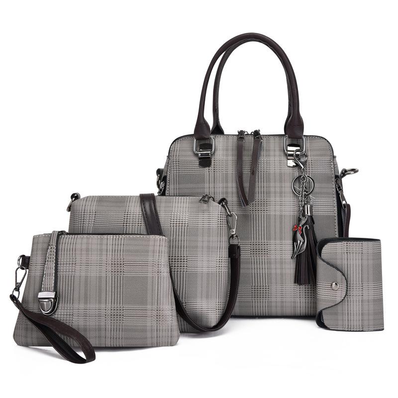 Fashion Women's Bags, New Mother and Child Bags, Four-piece Women's Handbags, Striped Retro Oblique Span Shoulder Bags