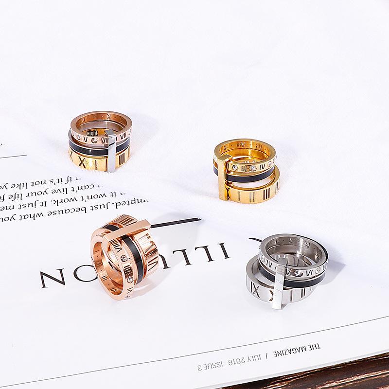 Römisch inspirierter galvanisierter Titanstahl Buchstabenring