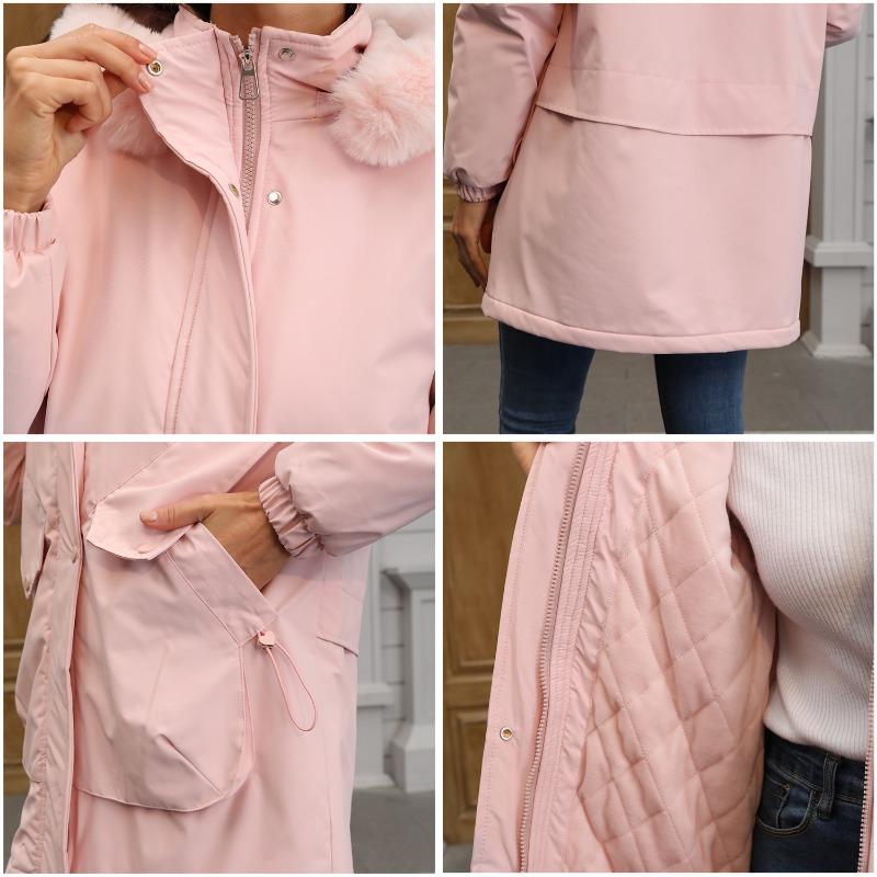 Winter Coat Women 2025 Long Plush Fur Collar Fleece Lined Parka Jacket Korean Style