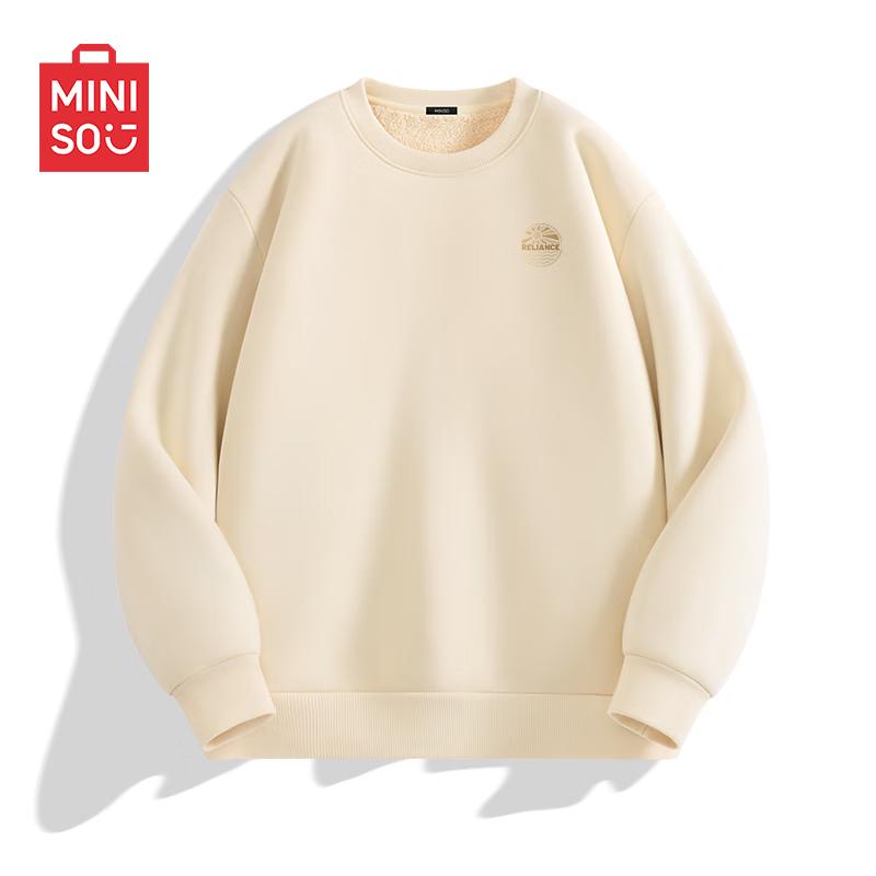 

MINISO Men s Plush Lamb Fleece Round Neck Pullover Hoodie M
