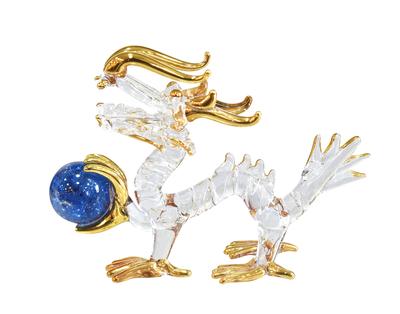 Fokart Handgefertigte Glasarbeit, Feng Shui-Arbeit, Glückskugel, Drache, 5,1 cm