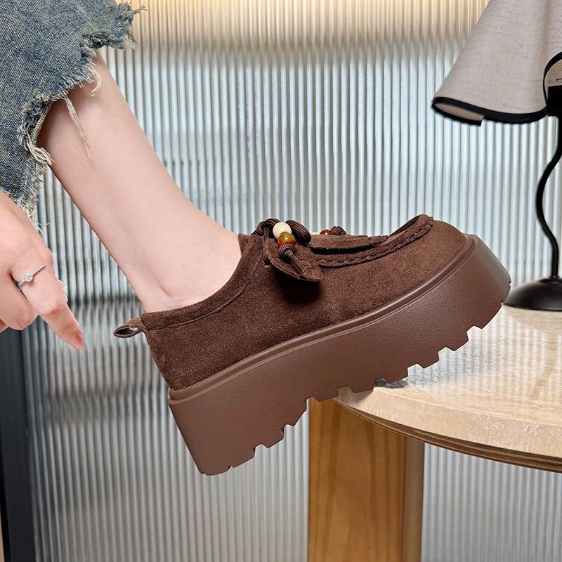 Fashion Platform Loafers Women 2025 Summer Versatile New Lace-up Tassel with Skirt Single Shoes