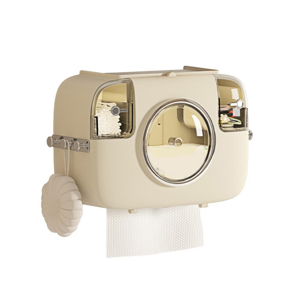 

Wall Mounted Face Towel Storage Box Plastic Paper Extraction Box Washcloth Organizer Bathroom бежевый