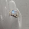 Square Rose Cut Blue Fire Rainbow Moonstone 95 Sterling Silver Ring Jewelry, Unisex Handmade Artisan Gift Ring