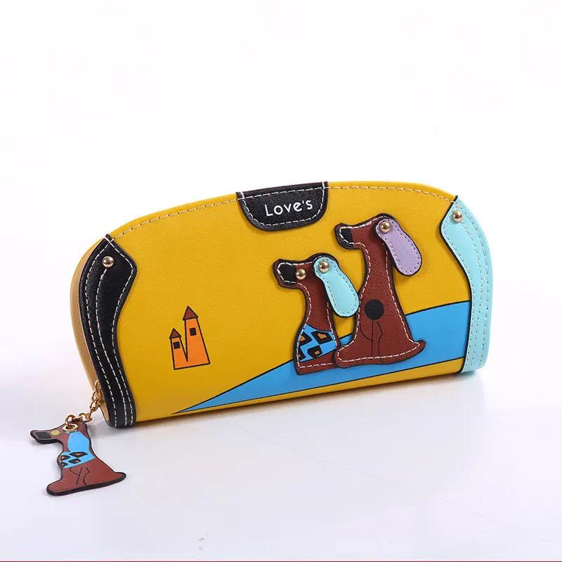 

Long Zipper Ladies Wallet Cartoon Dog Handbag Fresh Korean Style Multi-Function Coin Purse Money Clip Card Bag жовтий