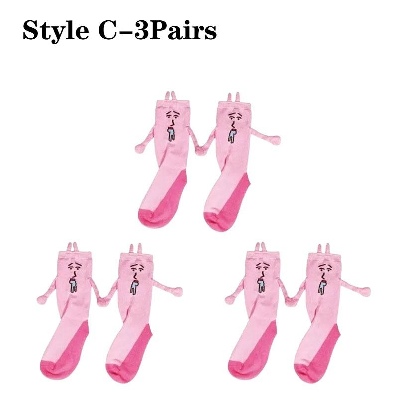 1-5Pairs Pink Bunny Magnetic Couple Socks Thin Mid Calf AutumnWinter Cute Hand Holding Anime Maternity WomenWarm Cozy Socks Gift