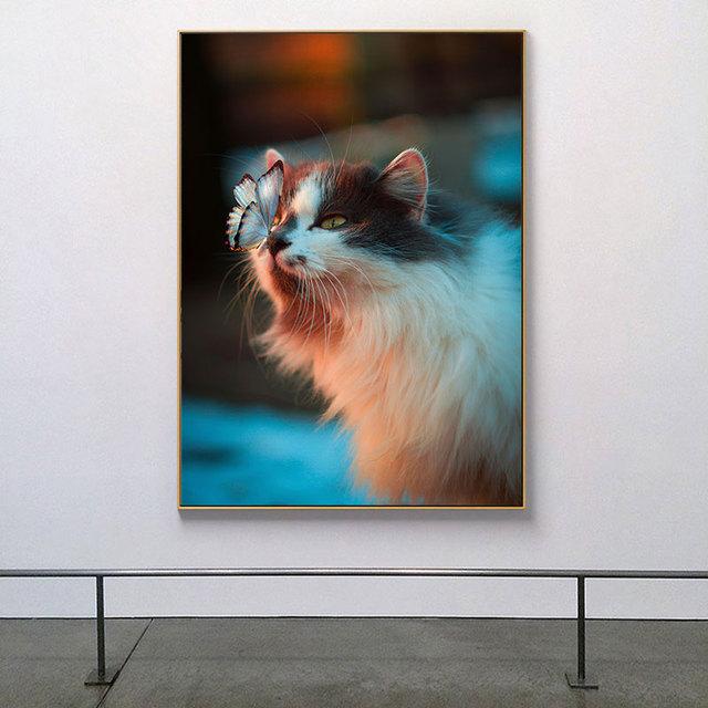 Funny Cute Cat Canvas Paintings Animal Big Eyes Kitty Posters and Prints Black and White Pictures for Kids BedRoom Home Decor No Frame