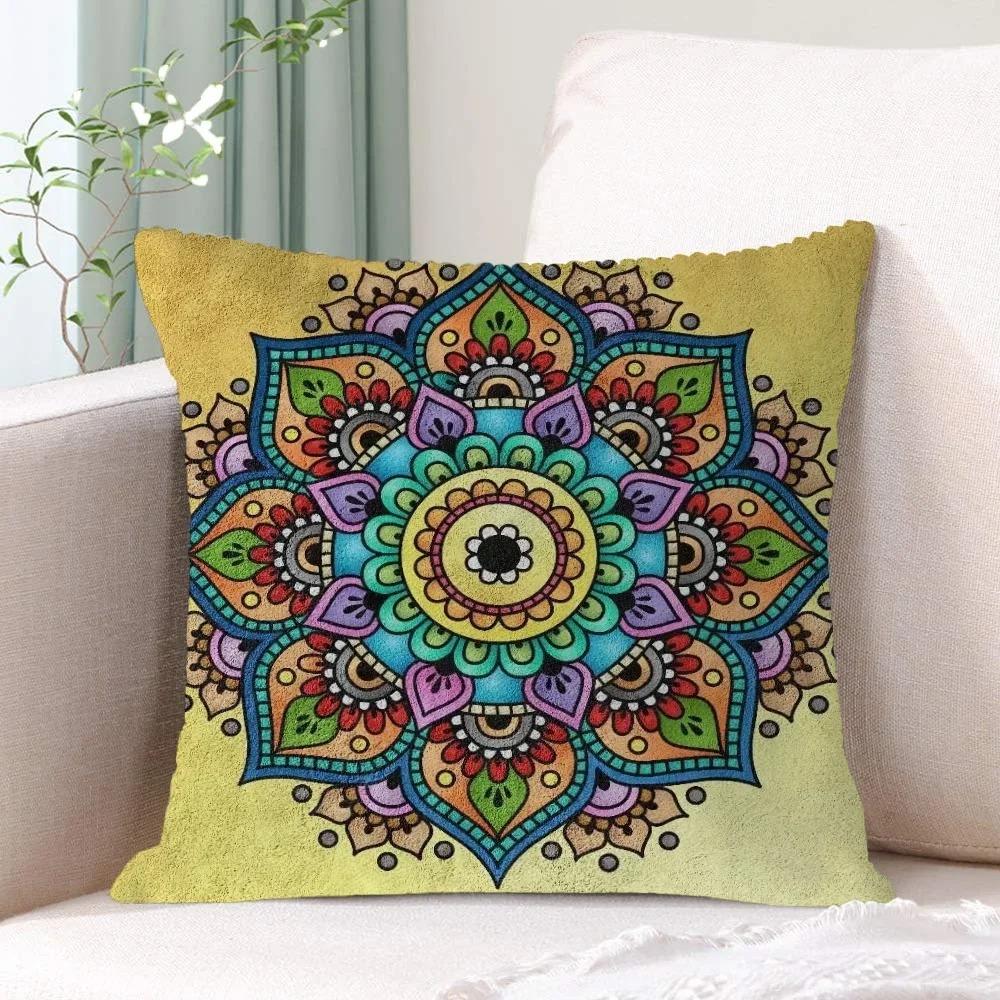 

Домашний Декор Красочный Узор Мандалы Декоративные Наволочки Узор Наволочка для Подушки Подходит Для Дивана Спальни Автомобиля Наволочка 16x16Inch