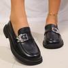 Britischer Stil Schwarz Niedrige Absätze Arbeitsschuhe Damen Lässige Abgerundete Flache Pumps für Frauen Büro PU Leder Ballerinas Schuhe Frau