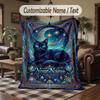 Ethereal Cat Dreamscape Theme Throw Blanket Custom Name Text Personalized Blanket Soft Cozy Blanket for Home Sofa Bed