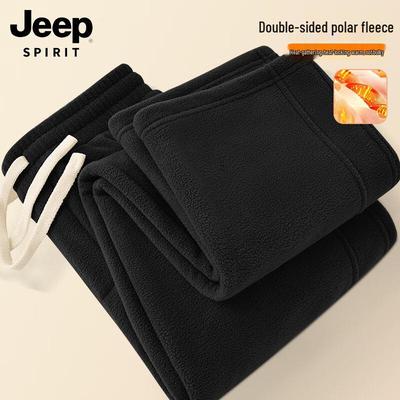 JEEP SPIRIT Men's Winter Double-Sided Fleece Lined Casual Trousers