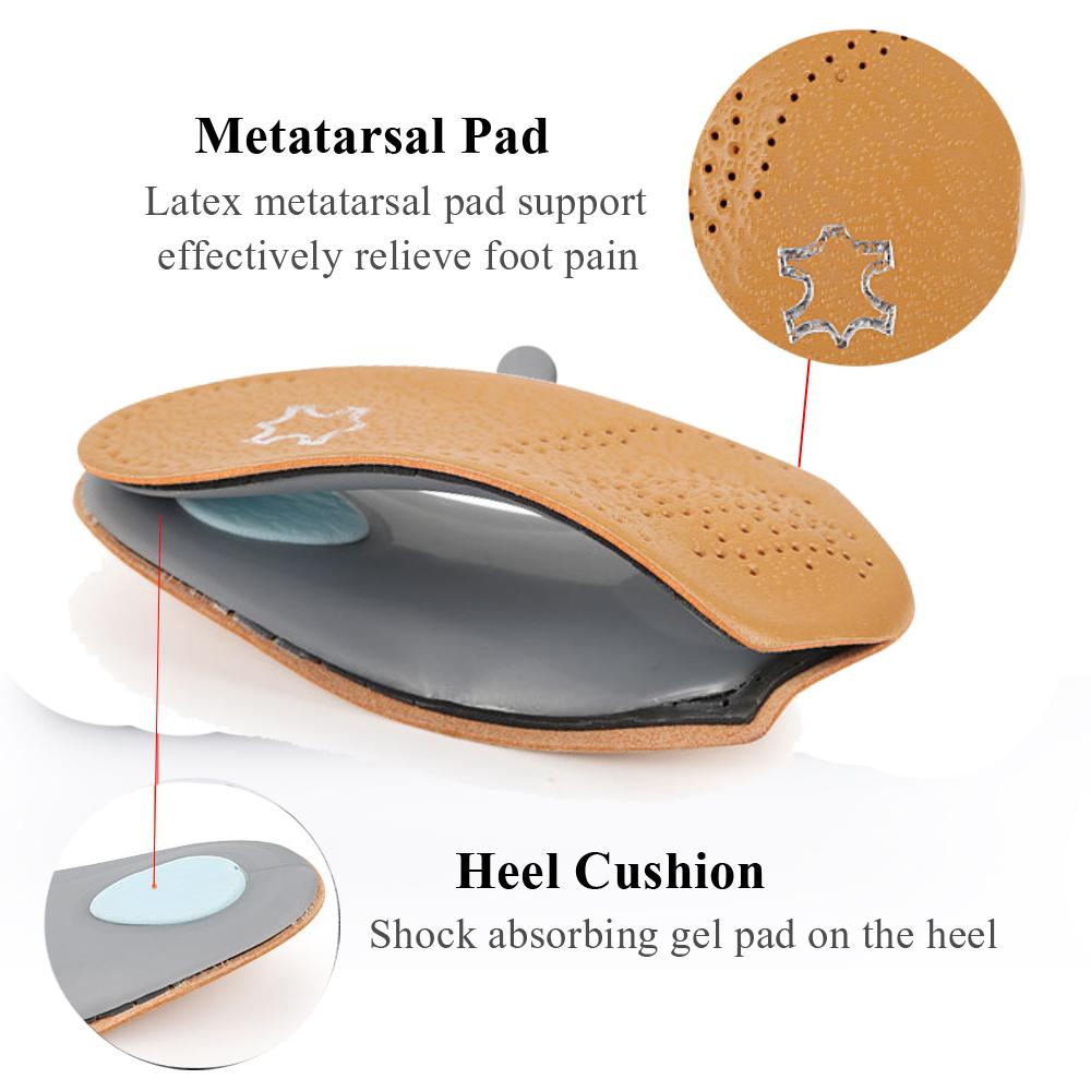 Orthopedic Shoe Sole Insoles For Feet Men/Women Relief Pain Cushion Flat Feet Arch Support Breathable Leather Half Pads Insert