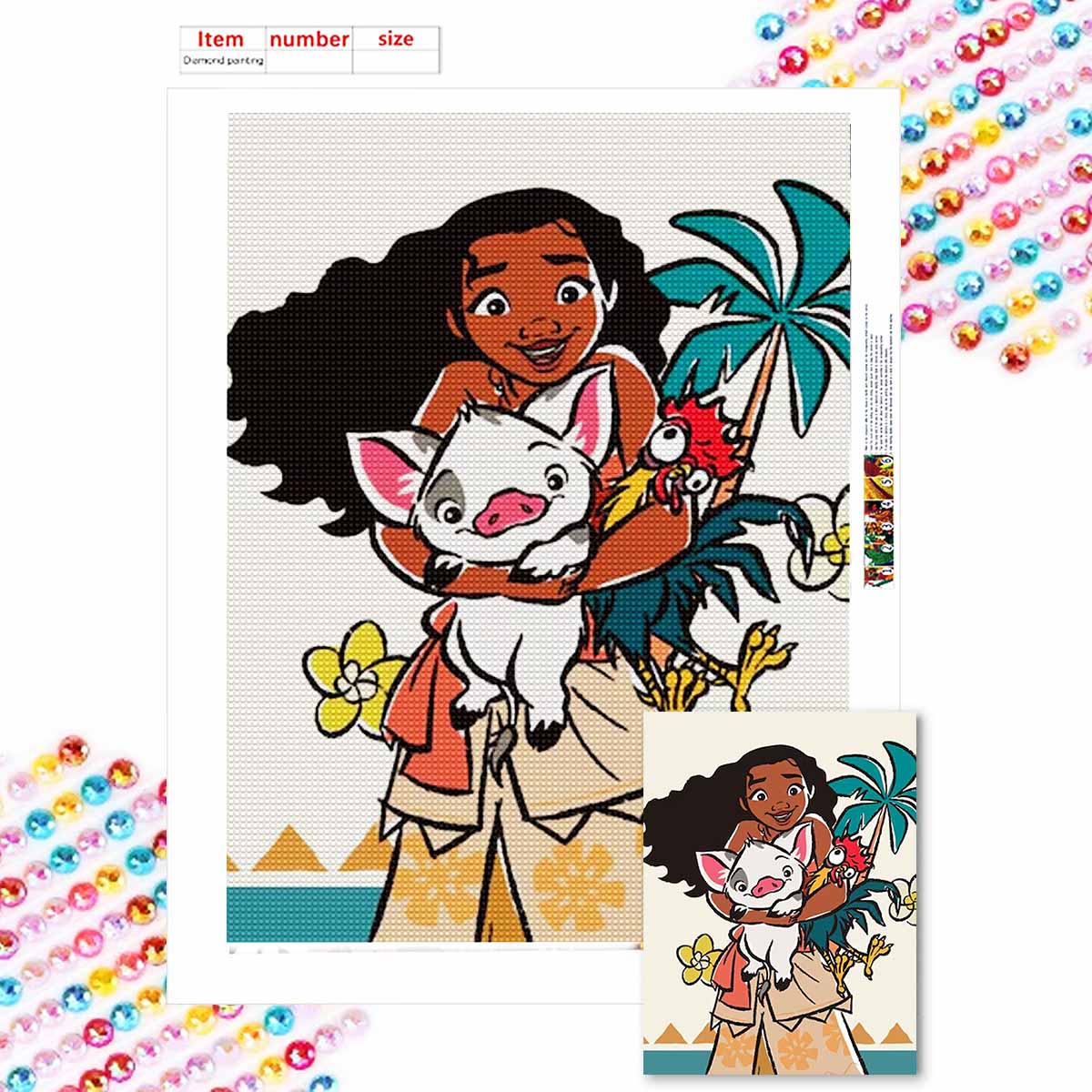 

5D Diy Diamond Painting Little Pig and Little Chicken Full Drill Rhinestones Mosaic Embroidery Handmade Products Home Decor Gift Round 20x30cm