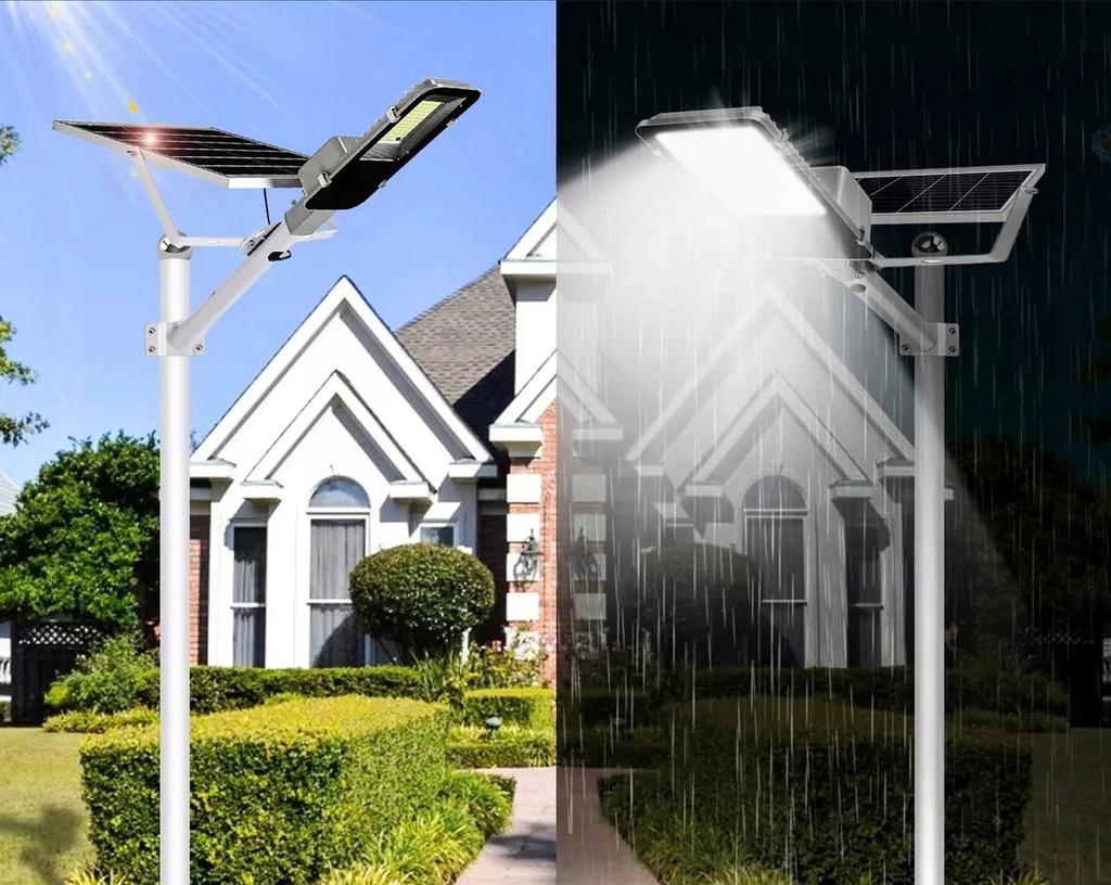 Lanterna da Giardino Lampada Solare su Palo Potente 5000W Pannello Stradale 22Ah