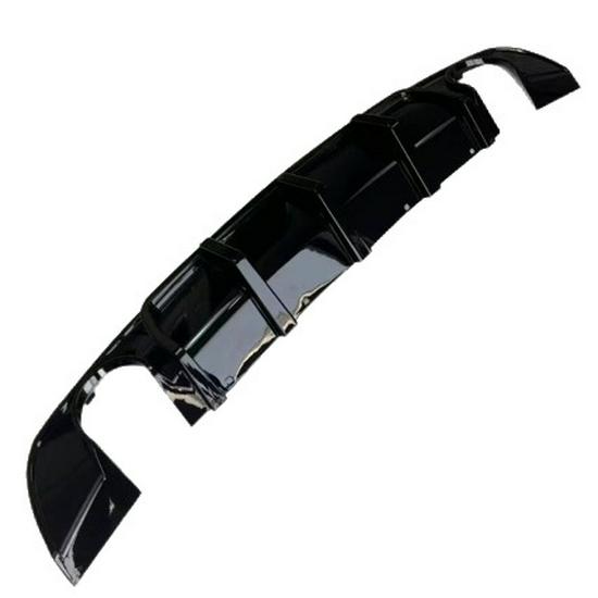 Compatible Chrysler 300C SRT Rear Lip & Diffuser with Square Headlights & Vertical Strip Lights, Glossy Black Carbon Fiber Finish.