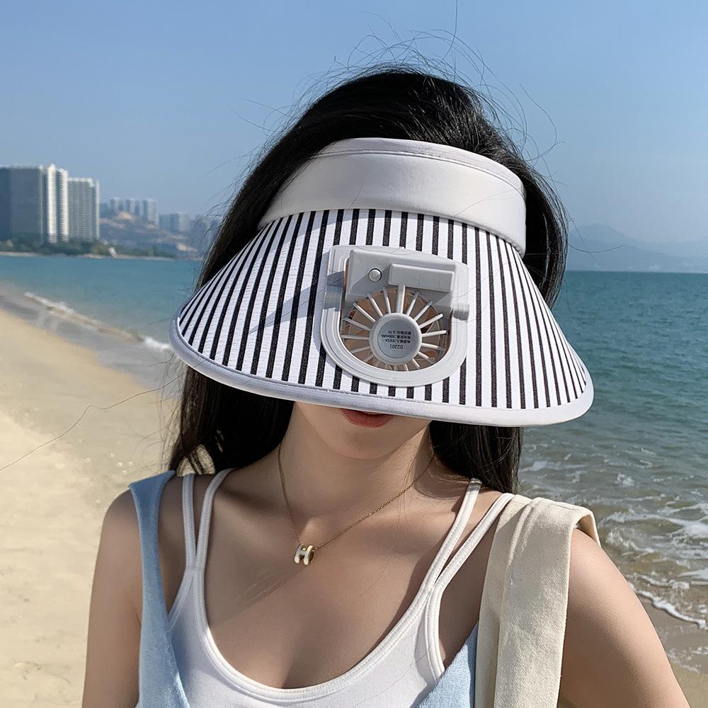 New Summer Sun Protection Hat for Women Sun Hat for Women Summer Sun Protection Rechargeable Fan Empty Top Hat Big Brim Outdoor