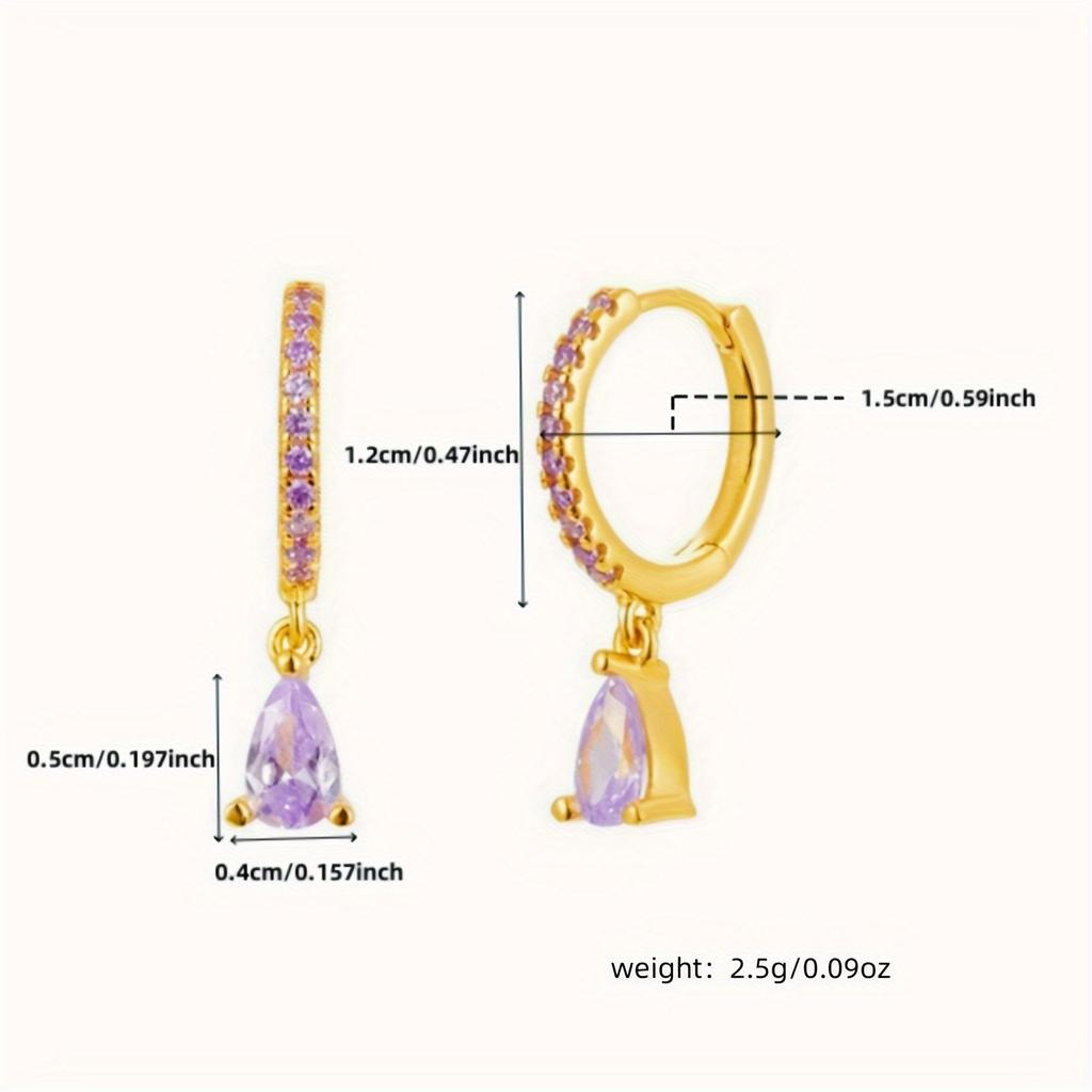 1 Pair Elegant Mini Cubic Synthetic Zirconia Water Drop Dangle Earrings - Sparkling Teardrop Design Party Jewelry, Women Cute Earrings, Daily Wear