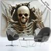 2D Spooky Skeleton Tapestry for Halloween Scary Skull Breaking Wall Hanging for Living Room Bedroom