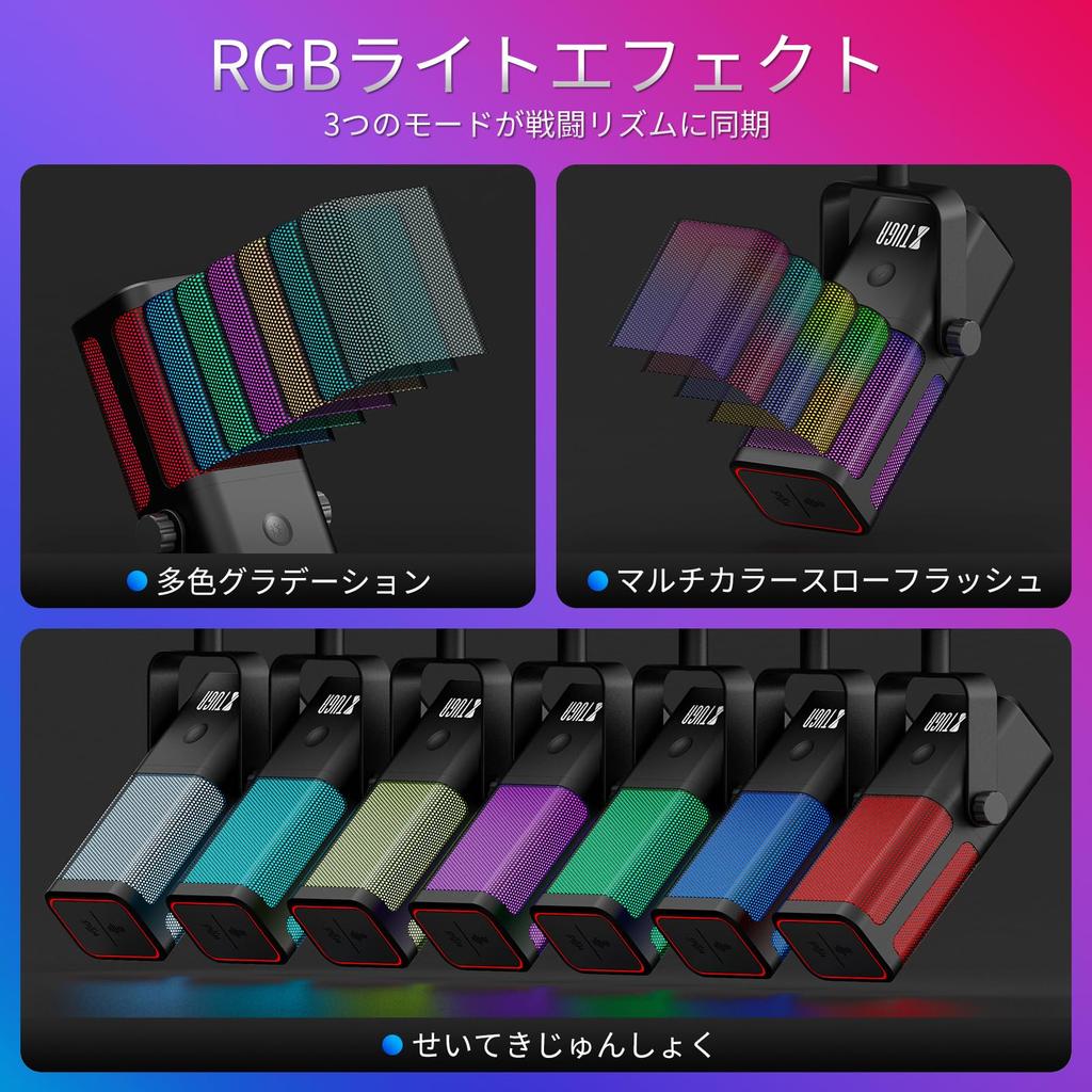 XTUGA M7 Kondensatormikrofon, USB-Mikrofon mit Stummschalttaste, Rauschunterdrückung, RGB-Licht, unidirektionale Richtcharakteristik, hohe Empfindlichkeit, Ton