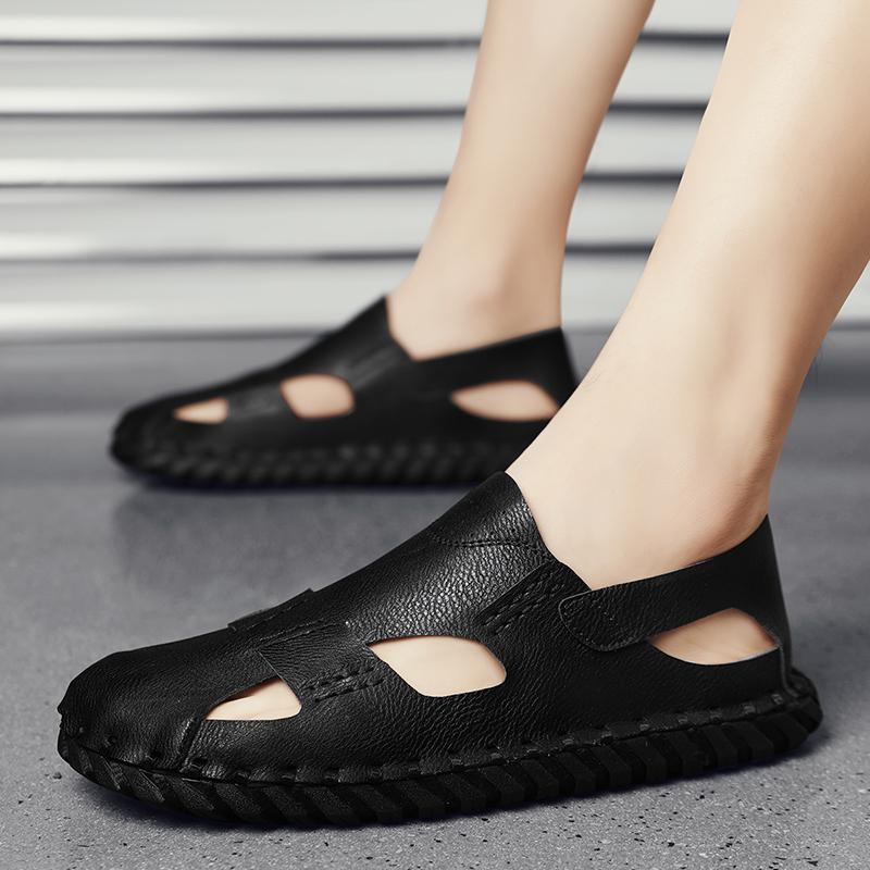 Mode Strandurlaub Herren Sandalen Echtes Leder Rindsleder Gladiator Römer Herren Fahrsandalen Outdoor Weich Waten Wanderschuhe Sandalen
