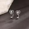 S925 Plated Silver Earrings Eight Star Screw Ear Nails Exquisite Heart-shaped Ear Hook Hollow-out Rice Word Love Zircon Earrings Female