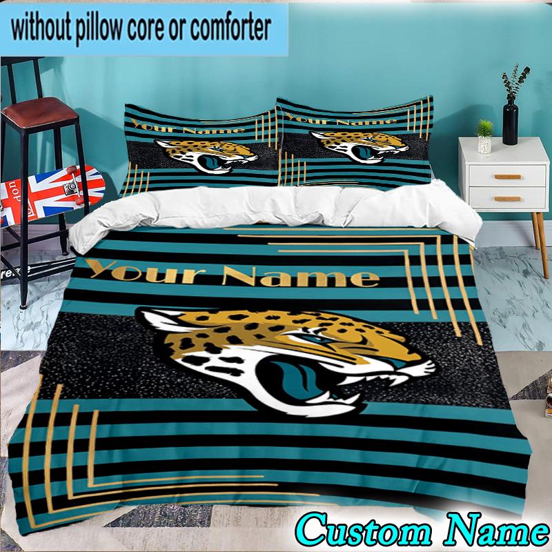 Custom Name 3PCS Jaguar Team Spirit Bedding Set,Including Duvet Cover And 2pcs Pillowcases Perfect for Bedroom,Dormitory,Fan Christmas gift