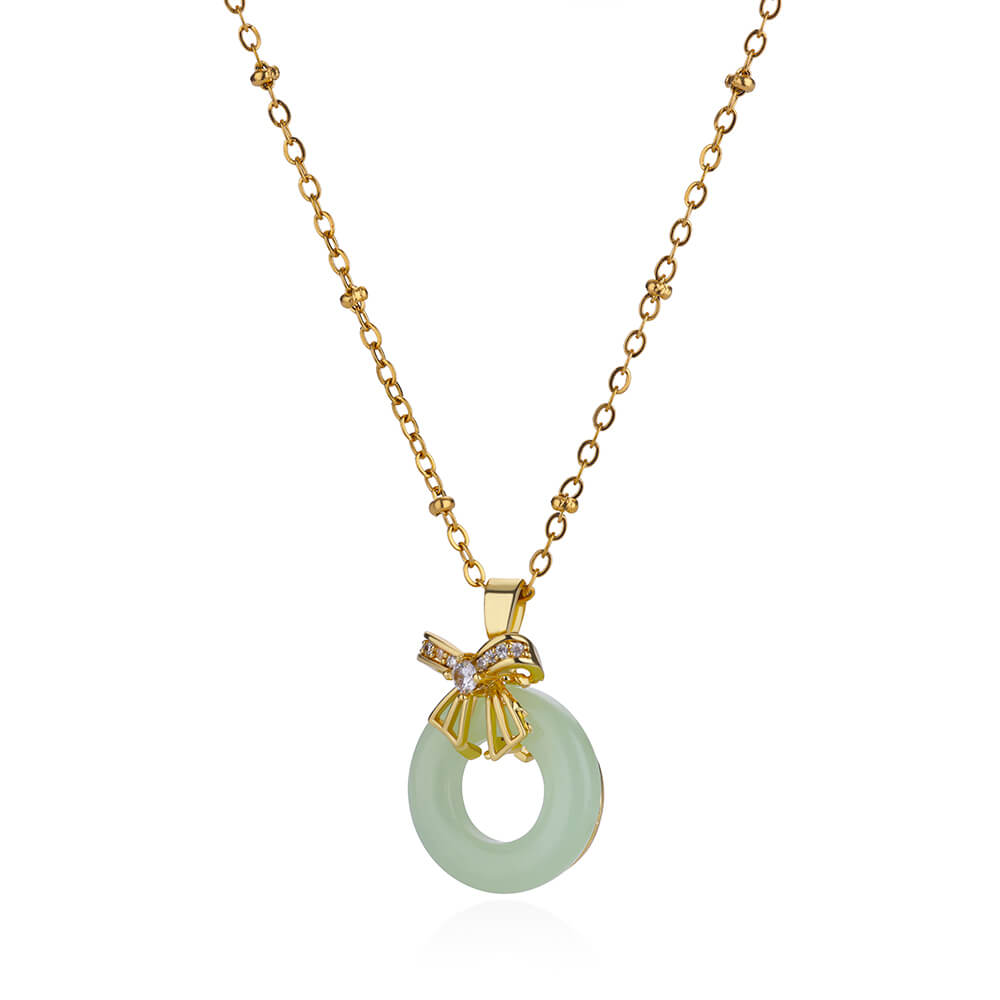 

Vintage Stainless Steel Butterfly Round Stone Necklaces For Women Gold Color Circel Stone Pendant Necklace Wedding Jewelry Gift