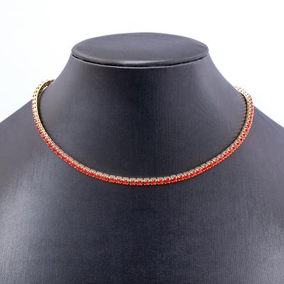 Nidin Fashion Luxury Tennis Chain Women Adjustable Link Necklace Crystal Zircon 7 Colors Choker Gothic Jewelry Gift Gold Plated