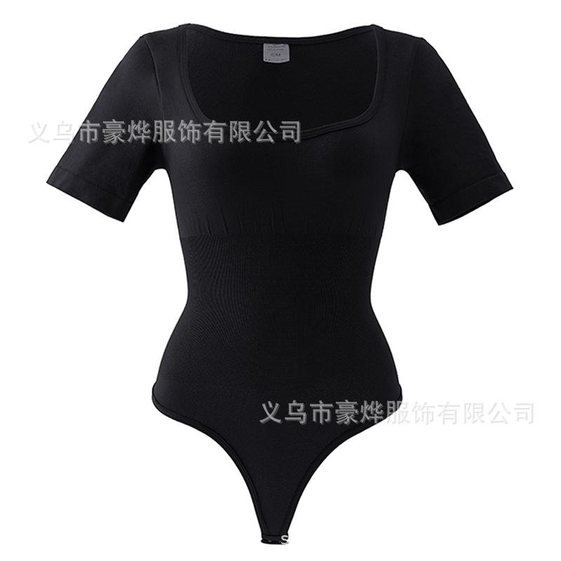 

Square-Neck Shaping One-Piece: Tummy-Tucking and Butt-Lifting, Plus Size Short-Sleeve Shaping One-Piece for Women XXL/XXXL чорний