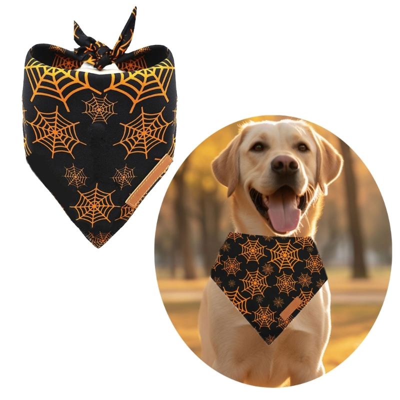 Dog Bib For Halloween Festives Party Costume Soft Washable Fabric Pet Bandana Holiday Celebration Accessory