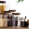 Wooden Lid Airtight Canisters Clear Kitchen Container Multi-Use Tea Storage Holder  Sugar