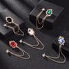 Korean Luxury Exquisite Crown Tassel Corsage Inlaid Gemstones Suit Brooches for Men Host Designer Business Banquet Jewelry Gifts