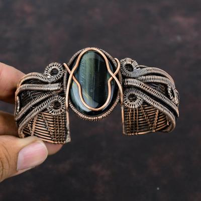 Nellite Armreif Kupferdraht umwickelt Edelstein Manschettenarmband Nellite Schmuck Verstellbarer Armreif Handgemachtes Armband Kupferschmuck Verlobungsgeschenk