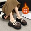 Retro velvet small leather shoes for women's autumn and winter new thick-soled Mary Jane cotton single shoes