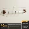 Wooden Grain Wall Mount Nopunch Kitchen Hooks With Multiple Steel Hangers For Cooking Utensils