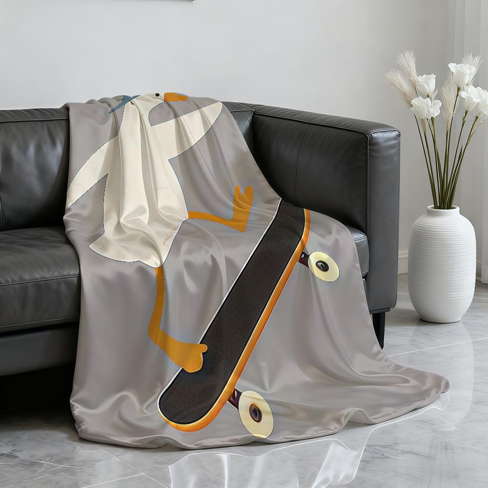 Funny Animals Duck Goose Skateboard Blanket For Soft Throw Blanket for Picnic Bed Sofa Home Bedroom Cozy Warm Comfortable