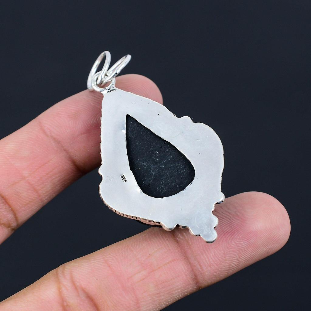 925 Silver Kyanite Rough Stone Bezel Anniversary Sister Artisan Pendant Jewelry