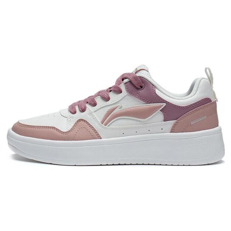 New LiNing Line 2.0 At The Beginning Anti Slip Wear Resistant Low Top Skateboard Shoes Women's White Rose Pink AGCT338-4