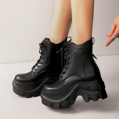 Plattform Dame Ankelstøvletter Nye Høyhælssko Vintersnø Casual Sneakers Merke 2025 Trend Goth Snøring Chunky Botas Mujer