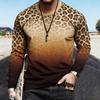 Grappige Leopard Kleurverloop Print Pullover Europa Amerika Mode Comfortabel Heren T-shirt met Lange Mouwen Buiten Oversized T-shirts Top