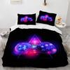 Set Copripiumino da Gioco Decorazione Stanza da Gioco per Ragazzo Bambini Adolescente Videogiochi Set Biancheria da Letto Singolo Copripiumino in Microfibra Let's Play